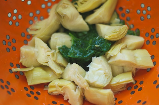 strained artichoke and spinach