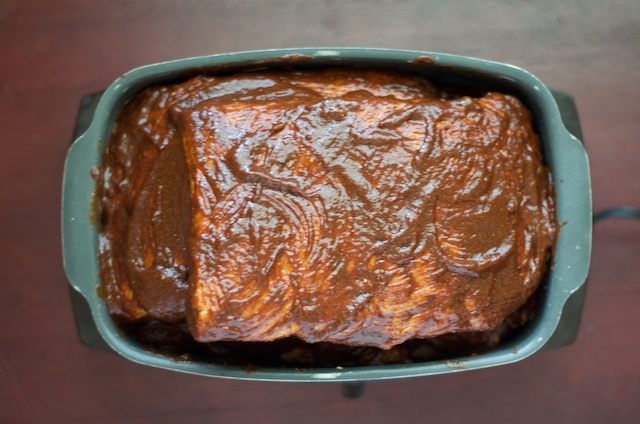 all stacked up in the slow cooker