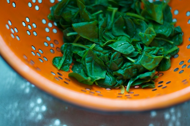 blanched spinach