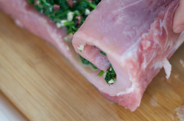 rolling the pork loin