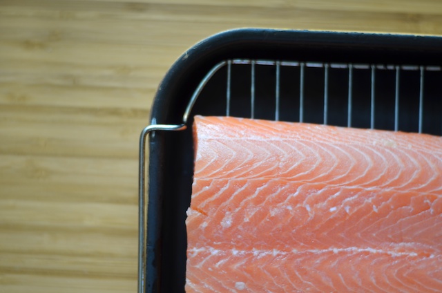 salmon on a baking dish
