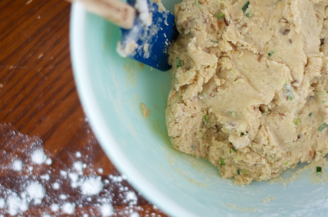 mixing tapioca flour to batter