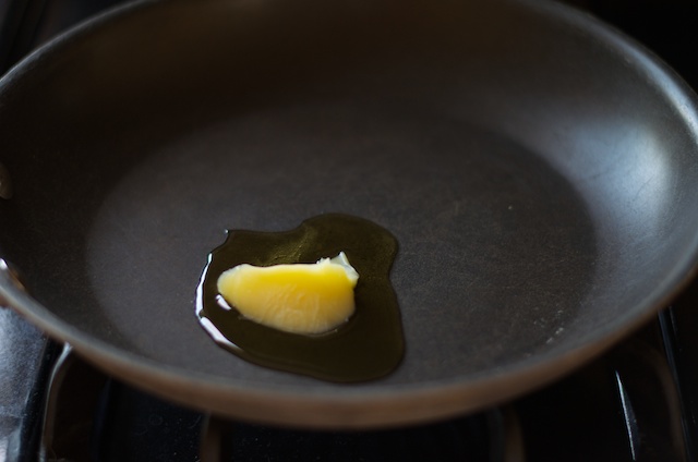 ghee melting in skillet