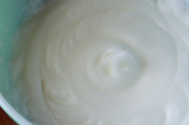 mixed up egg whites to have firm peaks