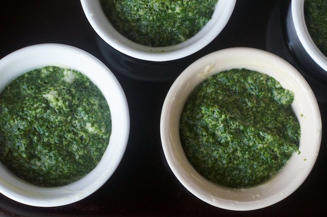 ramekins in baking dish ready to cook