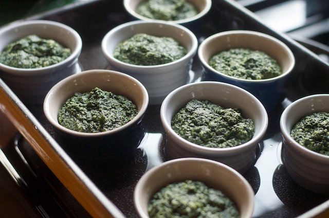 resting spinach souffles