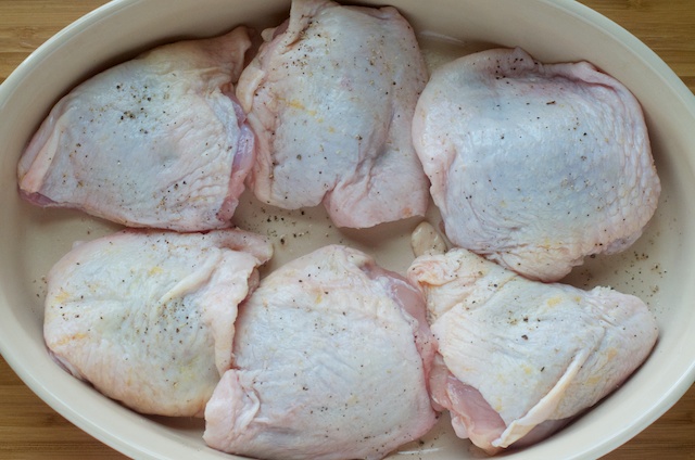 salt and peppered chicken thighs