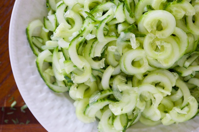 Spiralized Cucumber Dill Salad