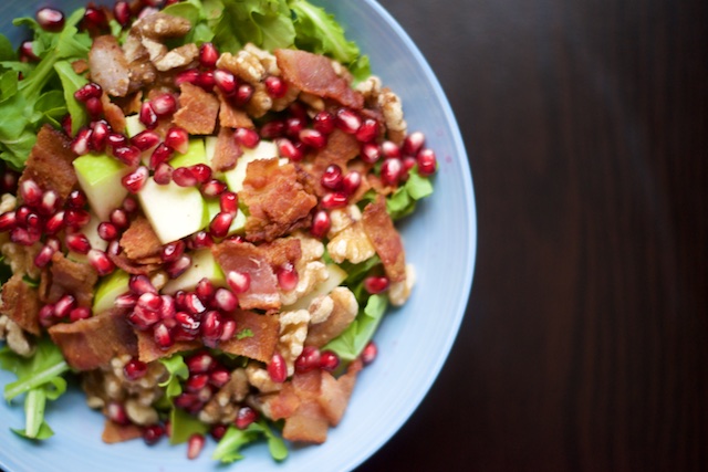 Pomegranate-Bacon Arugula Salad Recipe [paleo, primal, gluten-free]