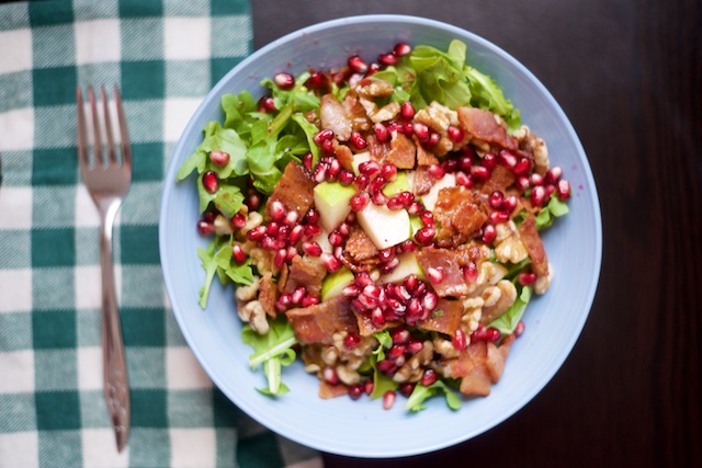 Pomegranate-Bacon Arugula Salad Recipe [paleo, primal, gluten-free]