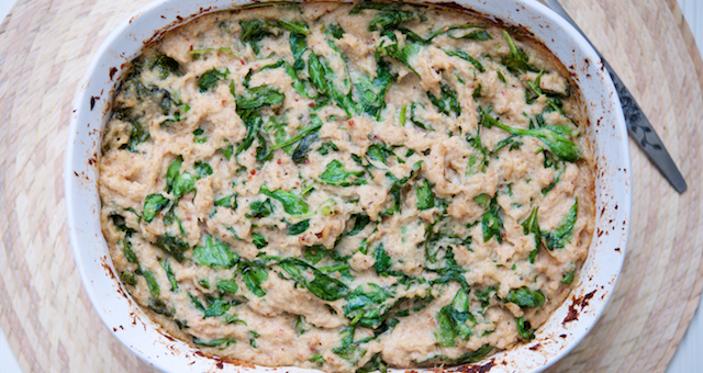Bacon and Cauliflower Creamed Spinach Recipe [paleo, primal, gluten-free, dairy-free, keto]]