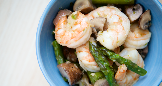 Shrimp, Mushroom, and Asparagus Sauté Recipe [paleo, primal, keto, gluten-free]