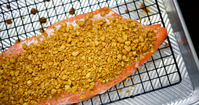 Macadamia and Curry Crusted Salmon Recipe [paleo, primal, gluten-free, keto]